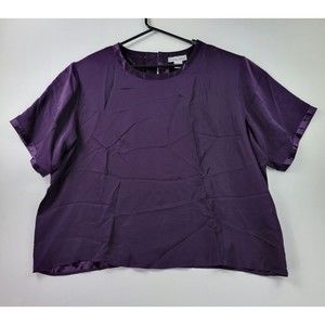 Vintage STEPHANIE ANDREWS Blouse Womens 2X Silk Shoulder Pads Back Button